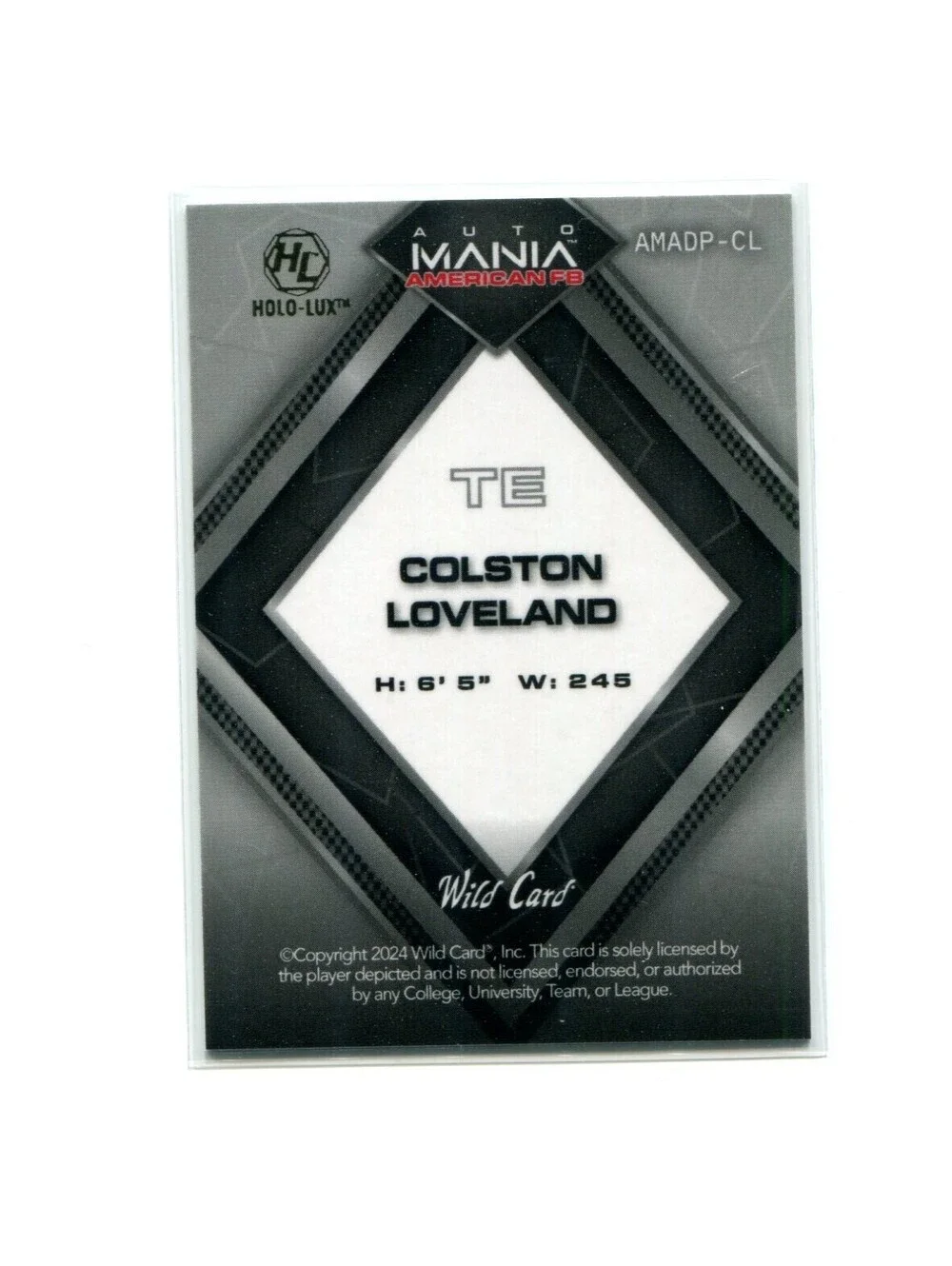 2024 Wild Card Mania American FB Colston Loveland AMADP-CL Americana #'d /5